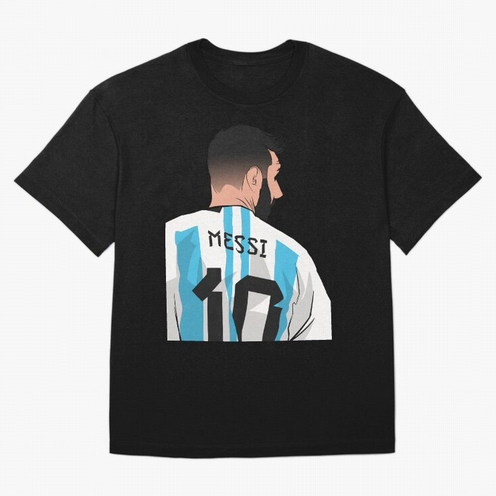 Messi Oversized T-Shirt Honor Football Greatness during Global Football Passion for FIFA World Cup 2026 Group Stage, Capturing Haaland, Brazil, Sports Nostalgia, International Competition, Famous Players and Unforgettable Victories; Great for