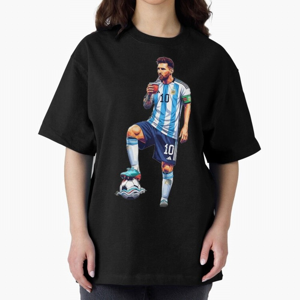 Messi in an illustrated style drinking mate ¨C The Goat Phone Case design Classic T-Shirt Turn Every Weekend Toward Match Day Hype around FIFA World Cup 2026, CR7, England and Germany, Championship Spirit, Famous Goals, Roaring Crowds and