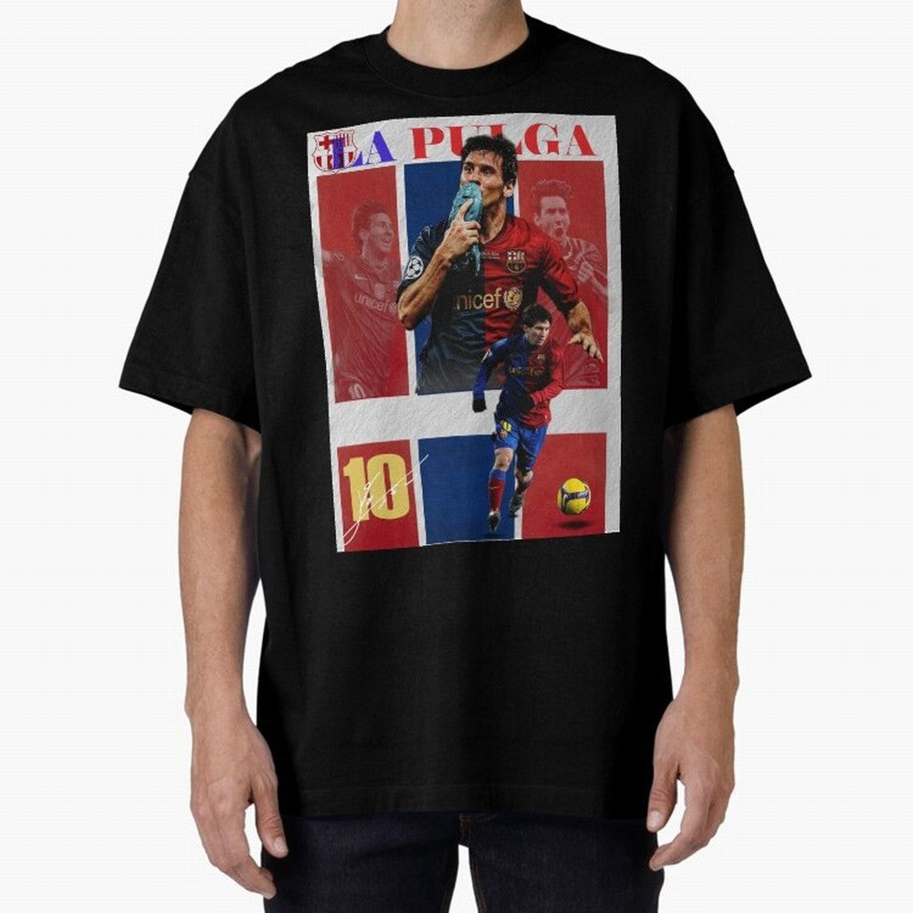 Lionel Messi 2009 UCL Barcelona Poster Oversized T-Shirt Follow Every Goal of Global Football Passion for FIFA World Cup 2026, Filled with Messi, England, France and Netherlands, Supporter Pride, Iconic Celebrations, Legendary Names and Global