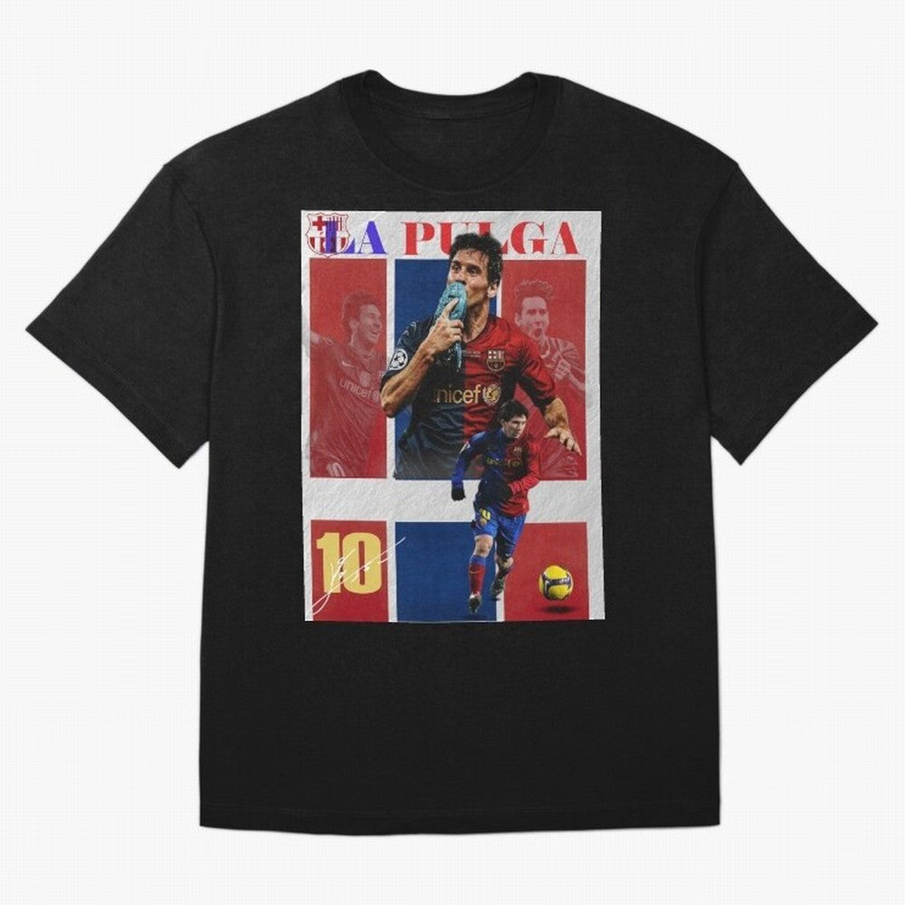 Lionel Messi 2009 UCL Barcelona Poster Oversized T-Shirt Follow Every Goal of Global Football Passion for FIFA World Cup 2026, Filled with Messi, England, France and Netherlands, Supporter Pride, Iconic Celebrations, Legendary Names and Global