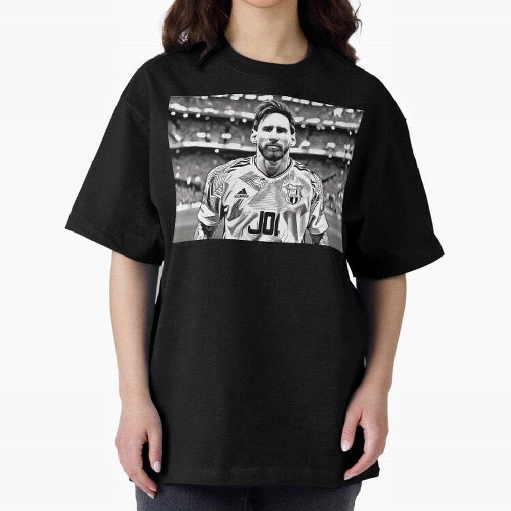 Messi Pop Art Portrait Oversized T-Shirt Celebrate Fan Favorites in Match Day Hype around FIFA World Cup 2026 Group Stage, Messi, Brazil, Portugal and Argentina, Supporter Pride, Iconic Celebrations, Legendary Names and Global Match Day Energy;