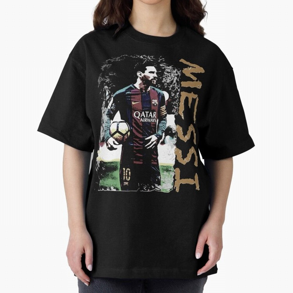 Messi Pop Art Portrait Oversized T-Shirt Carry National Pride through FIFA World Cup 2026 Group Stage Spirit, Capturing Argentina, Mbappe and Neymar, Retro Football Energy, Iconic Rivalries, Trophy Chase Drama and Stadium Atmosphere; Built for