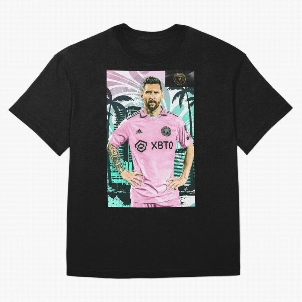 Messi Pop Art Portrait Oversized T-Shirt Show Match Day Excitement for FIFA World Cup 2026 USA Canada Mexico Spirit, Centered on Netherlands, Haaland, Stadium Memories, Football Loyalty, International Chants and Championship Tradition; Perfect for