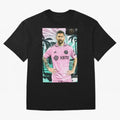 Messi Pop Art Portrait Oversized T-Shirt Show Match Day Excitement for FIFA World Cup 2026 USA Canada Mexico Spirit, Centered on Netherlands, Haaland, Stadium Memories, Football Loyalty, International Chants and Championship Tradition; Perfect for