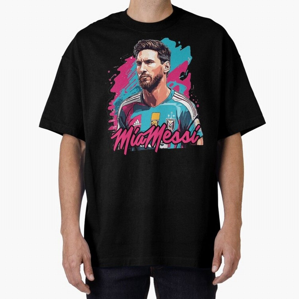 Messi Pop Art Portrait Oversized T-Shirt Celebrate Supporters United by Match Day Hype around FIFA World Cup 2026 USA Canada Mexico, Neymar, Haaland and Cristiano Ronaldo, Spain, Fan Favorite Moments, National Team Passion, Big Match Drama and