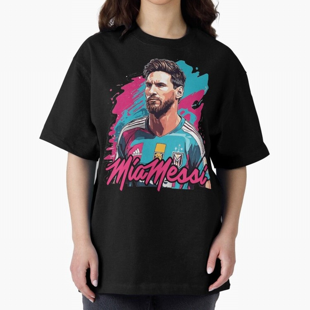 Messi Pop Art Portrait Oversized T-Shirt Celebrate Supporters United by Match Day Hype around FIFA World Cup 2026 USA Canada Mexico, Neymar, Haaland and Cristiano Ronaldo, Spain, Fan Favorite Moments, National Team Passion, Big Match Drama and