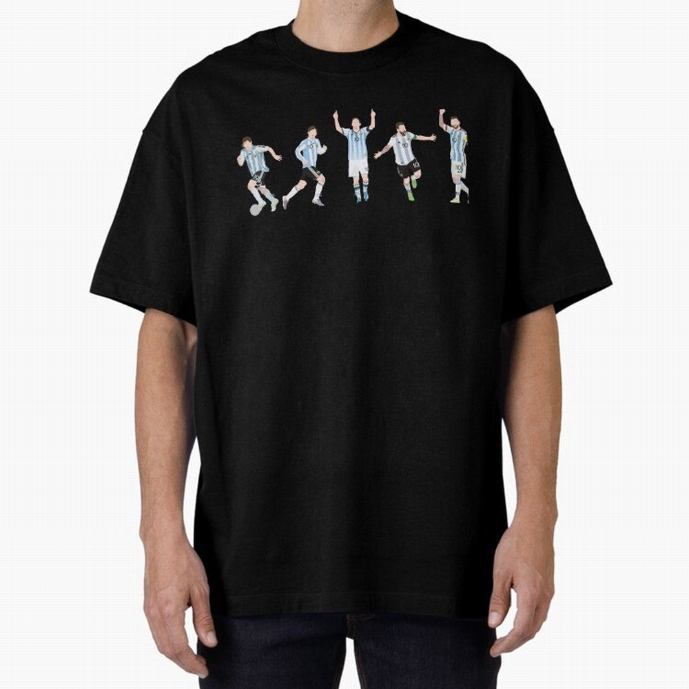 Messi in the World Cups since 2006 Oversized T-Shirt Honor the Beautiful Game during Global Football Passion for FIFA World Cup 2026, Filled with CR7 and Messi, Brazil, Portugal and Argentina, Championship Spirit, Famous Goals, Roaring Crowds and