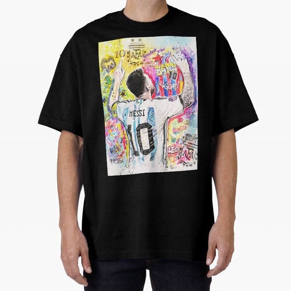 Lionel Messi Oversized T-Shirt Bring a Vintage Feel to FIFA World Cup 2026 Group Stage Inspired by Messi and Cristiano Ronaldo, Argentina Energy, Football Festival Excitement, Trophy Ambitions, Country Rivalries and Star Player Buzz; Perfect for