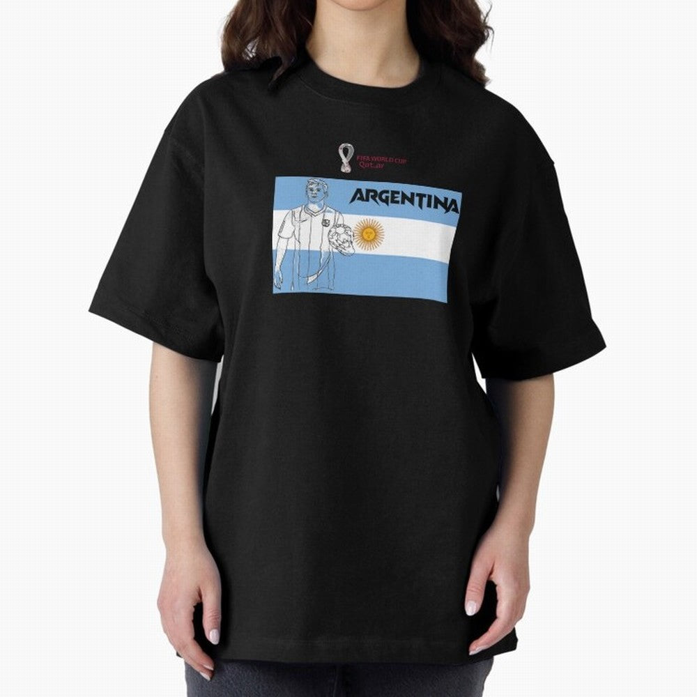 Argentina - FIFA World Cup - Qatar 2022 Oversized T-Shirt Keep the Match Day Mood of Match Day Hype around FIFA World Cup 2026, Messi, Argentina, France and Brazil, Goal Celebration Energy, Supporter Heritage, Football Icons and Worldwide