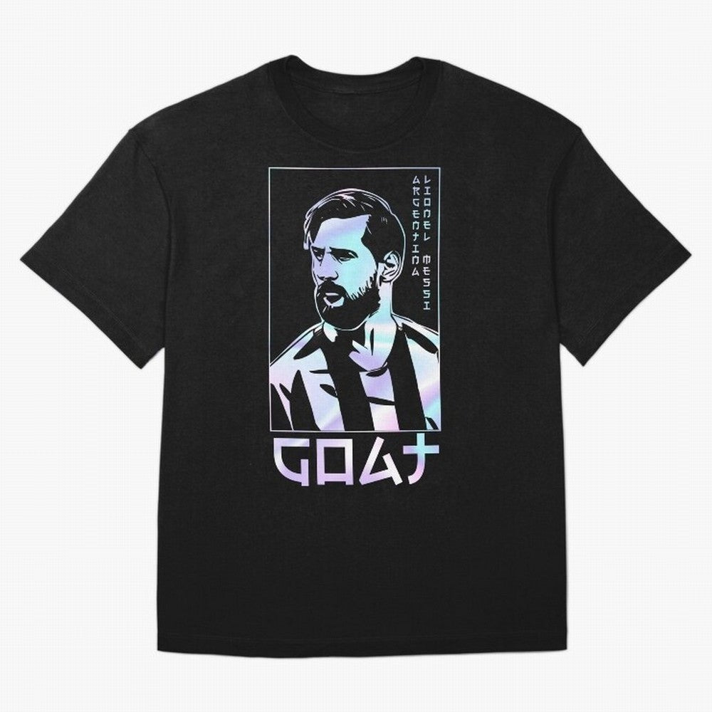 Lionel Messi Holographic Style Portrait art illustration Classic T-Shirt Feel the Roar of Match Day Hype around FIFA World Cup 2026, Messi and Cristiano Ronaldo, France and Portugal, Retro Football Energy, Iconic Rivalries, Trophy Chase Drama and