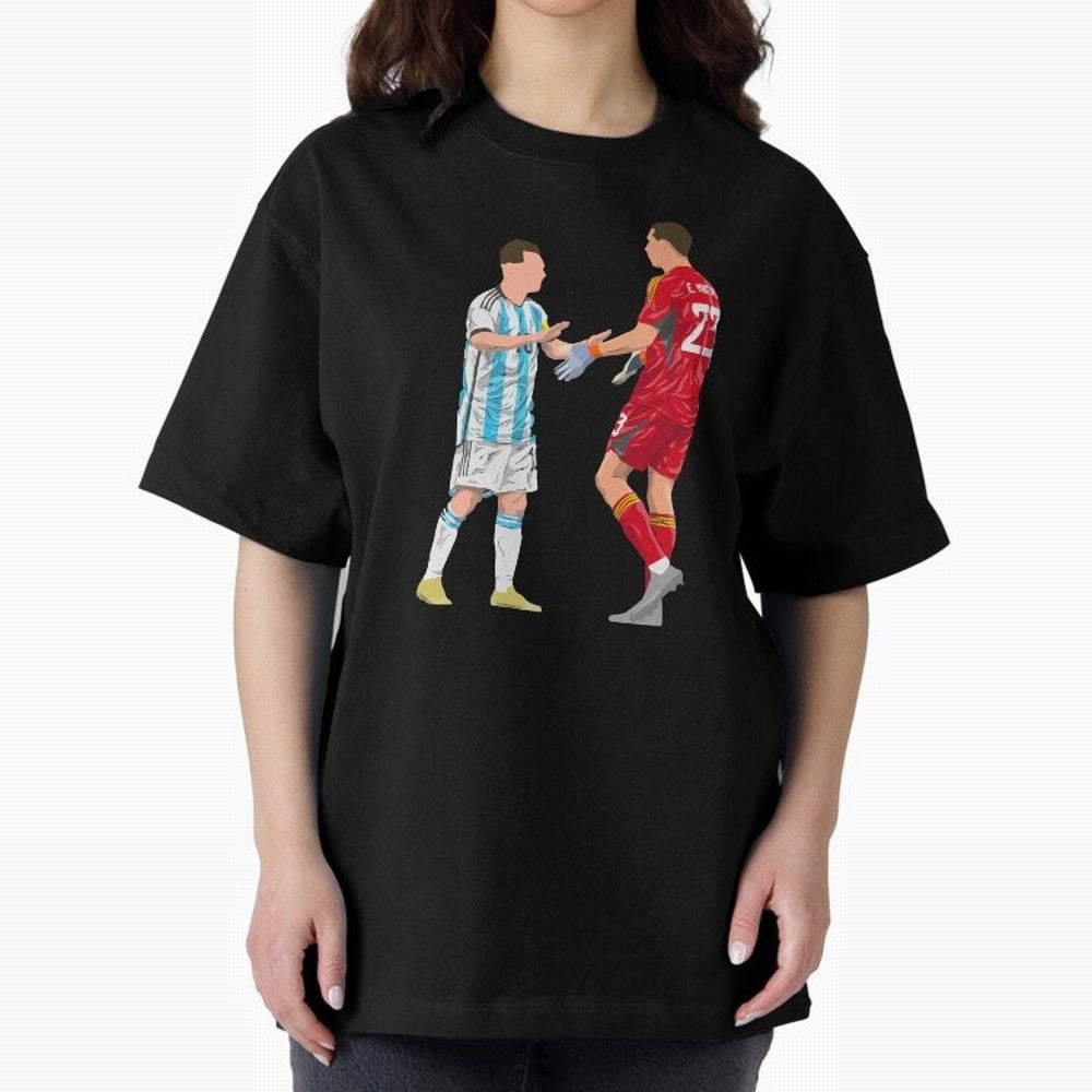 Messi and Martinez Celebrates World Cup 2022 Oversized T-Shirt Enjoy FIFA World Cup 2026 Spirit, with Argentina, Cristiano Ronaldo, Stadium Memories, Football Loyalty, International Chants and Championship Tradition; Perfect for Supporters Who Want