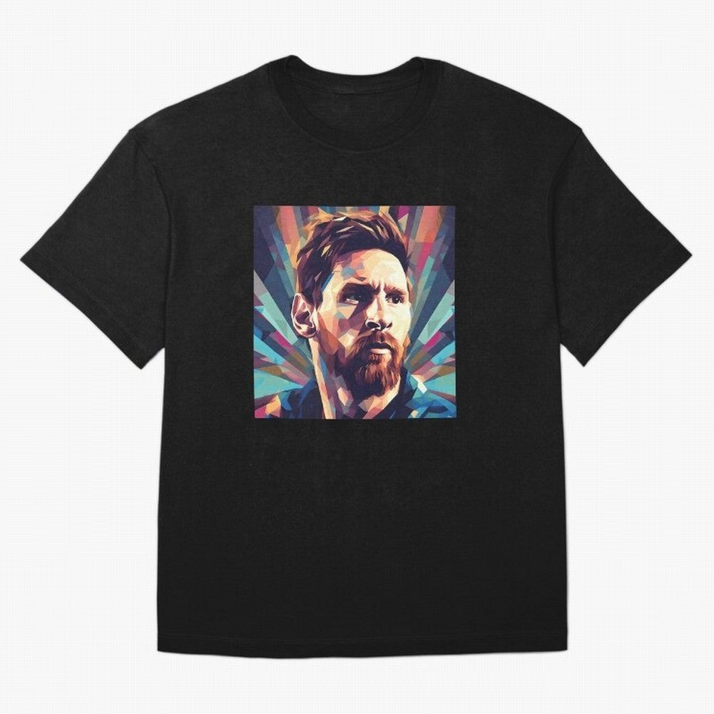 Lionel Messi Portrait Abstract Digital Football Player Classic T-Shirt Carry the Colors and Pride of FIFA World Cup 2026 USA Canada Mexico Driven by Neymar, Haaland and Cristiano Ronaldo, Germany Energy, Supporter Pride, Iconic Celebrations,