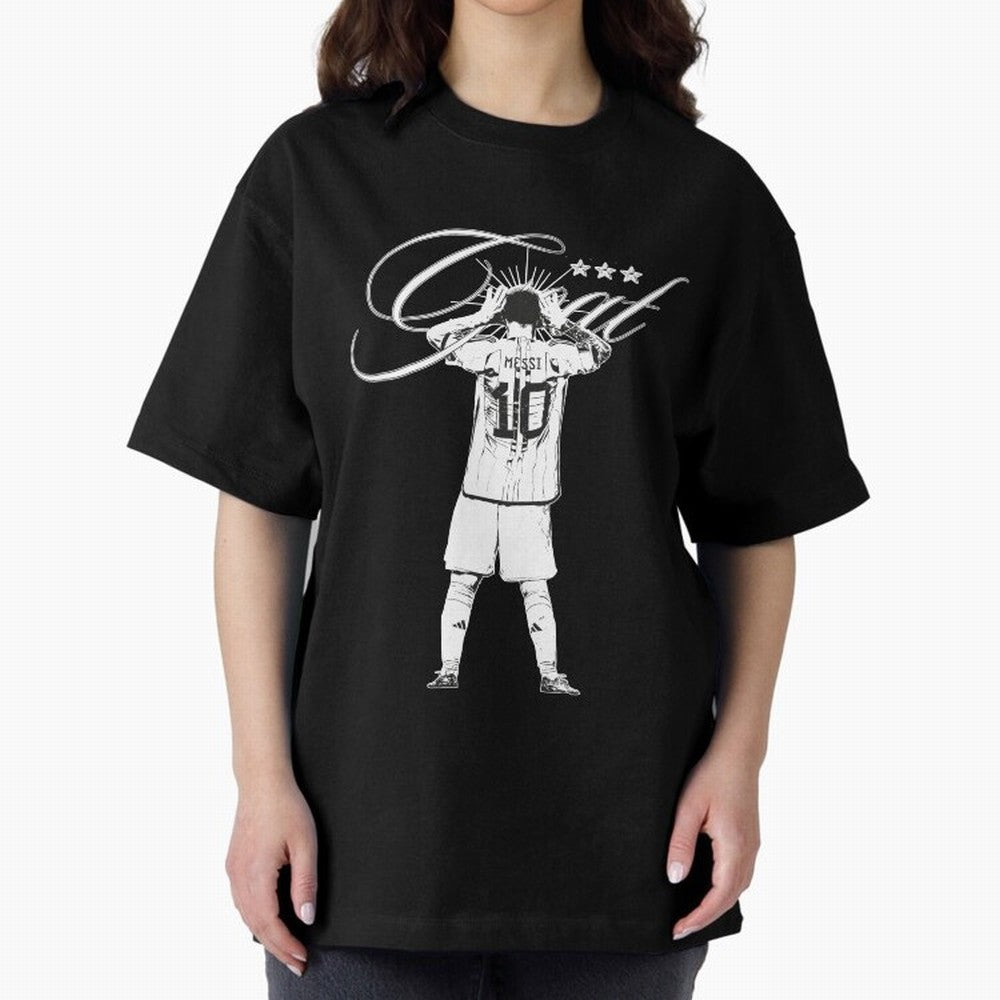 Messi Argentina, GOAT Oversized T-Shirt Bring a Champion Mindset to FIFA World Cup 2026 Spirit, Inspired by Brazil, Portugal and Argentina, Mbappe and Neymar, Football Festival Excitement, Trophy Ambitions, Country Rivalries and Star Player Buzz;