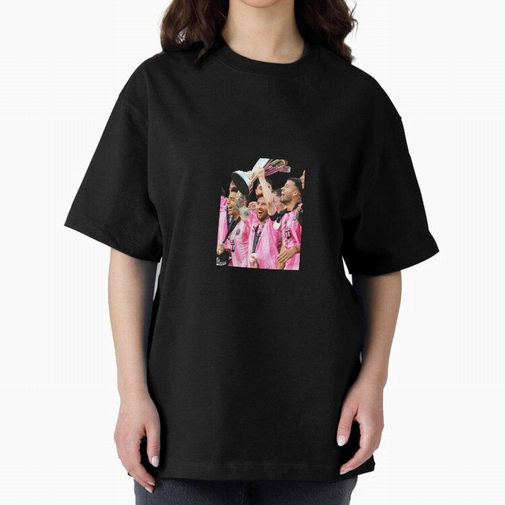 Inter Miami MLS Oversized T-Shirt Honor Football Greatness during FIFA World Cup 2026 USA Canada Mexico for Fans of Haaland and France, Bringing Retro Football Energy, Iconic Rivalries, Trophy Chase Drama and Stadium Atmosphere; Ideal for