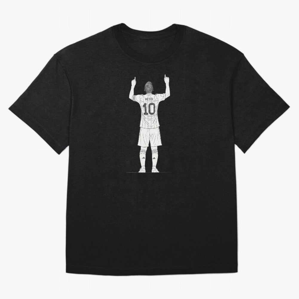 Lionel Messi minimalist sketch Oversized T-Shirt Back Your Heroes with FIFA World Cup 2026 Group Stage Celebrating Messi, Neymar and Mbappe, England Energy, Football Passion, Legendary Performances, Festival Vibes and Supporter Community; Ideal for