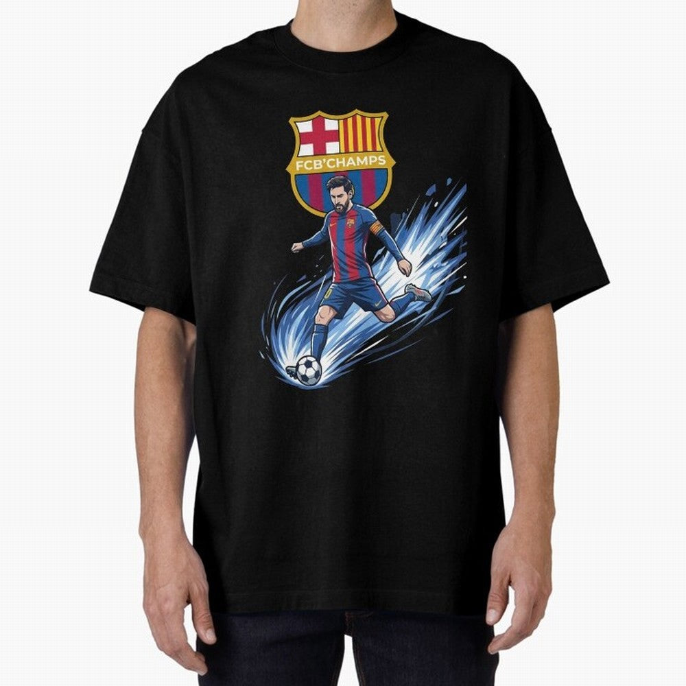 FC Barcelona Champs - The Goat Edition Oversized T-Shirt Celebrate Football Heritage in FIFA World Cup 2026 Group Stage Inspired by Cristiano Ronaldo, Brazil, Portugal and Argentina Energy, Retro Football Energy, Iconic Rivalries, Trophy Chase