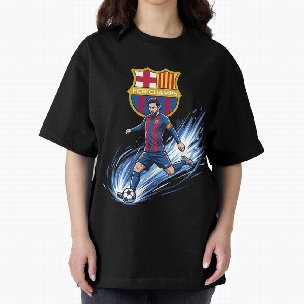 FC Barcelona Champs - The Goat Edition Oversized T-Shirt Celebrate Football Heritage in FIFA World Cup 2026 Group Stage Inspired by Cristiano Ronaldo, Brazil, Portugal and Argentina Energy, Retro Football Energy, Iconic Rivalries, Trophy Chase