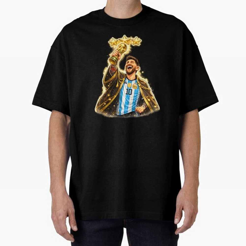 Messi King of Football World Champion ¨C Argentina 3 Stars Trophy Celebration Classic T-Shirt Honor the Football Icons of Match Day Hype around FIFA World Cup 2026 USA Canada Mexico, Messi and Cristiano Ronaldo, Argentina, Classic Soccer Heritage,