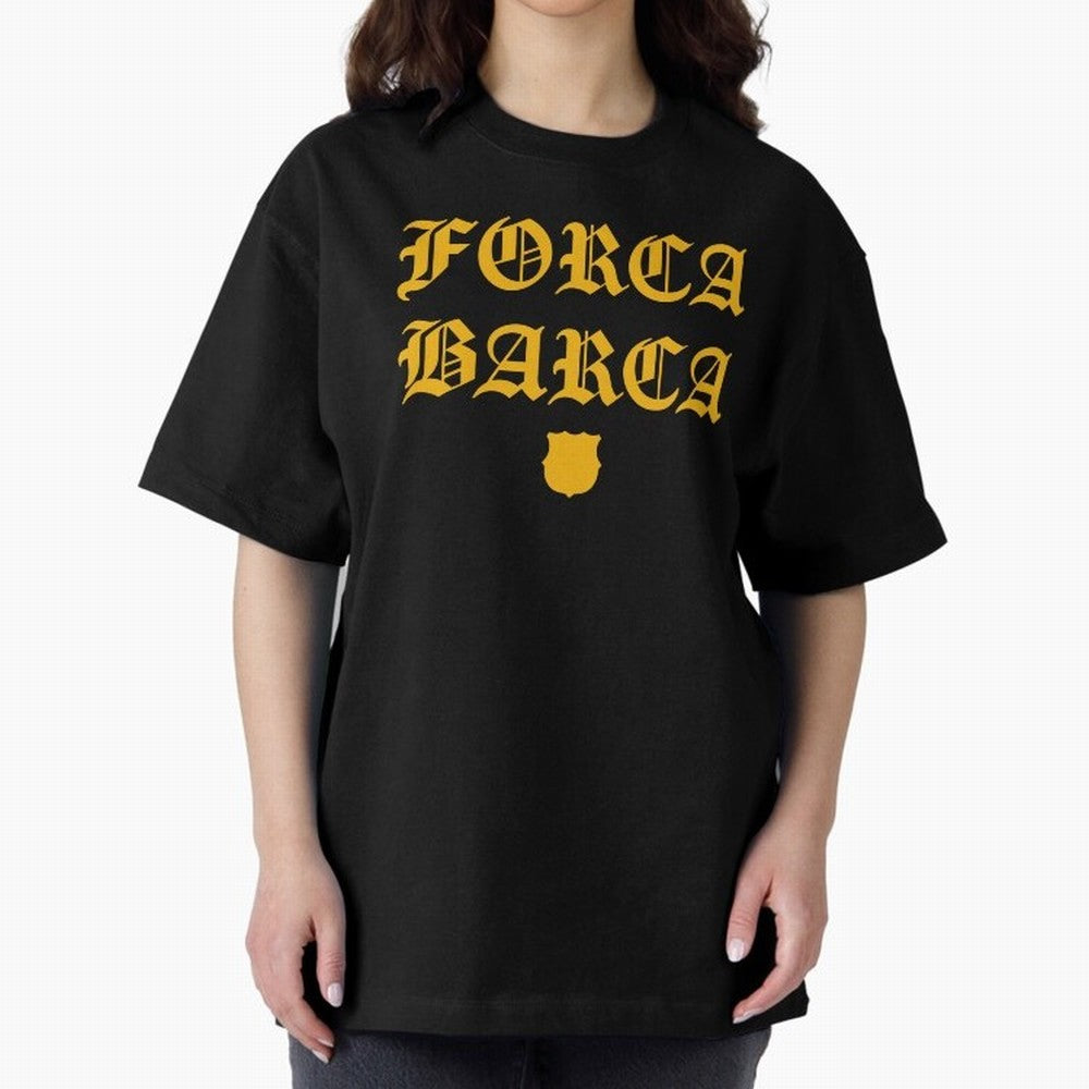 Forca Barca Oversized T-Shirt Elevate FIFA World Cup 2026 USA Canada Mexico Highlighting Messi, CR7 and Mbappe, Brazil, Portugal and Argentina Energy, Retro Football Energy, Iconic Rivalries, Trophy Chase Drama and Stadium Atmosphere; Made for Die