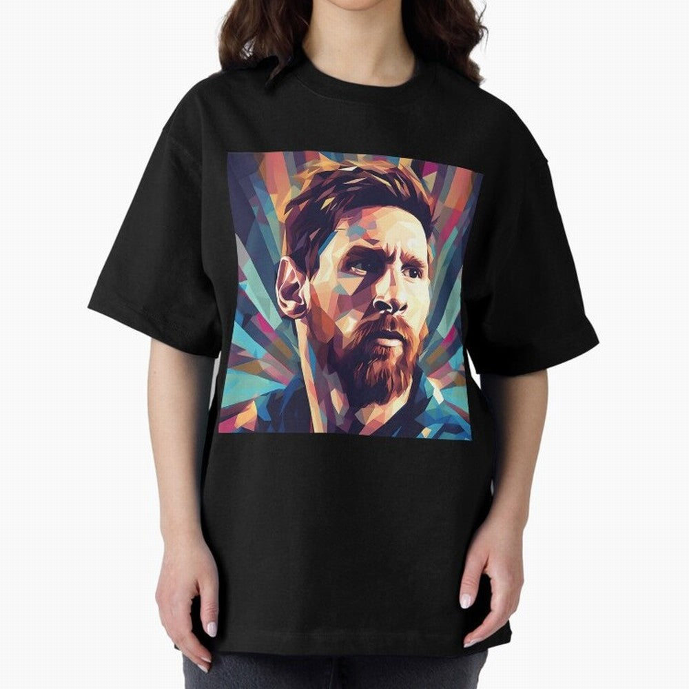 Lionel Messi Portrait Abstract Digital Art Football Player Classic T-Shirt Celebrate Every Goal in Global Football Passion for FIFA World Cup 2026 USA Canada Mexico, Inspired by Neymar, Haaland and Cristiano Ronaldo, France, Football History, Final