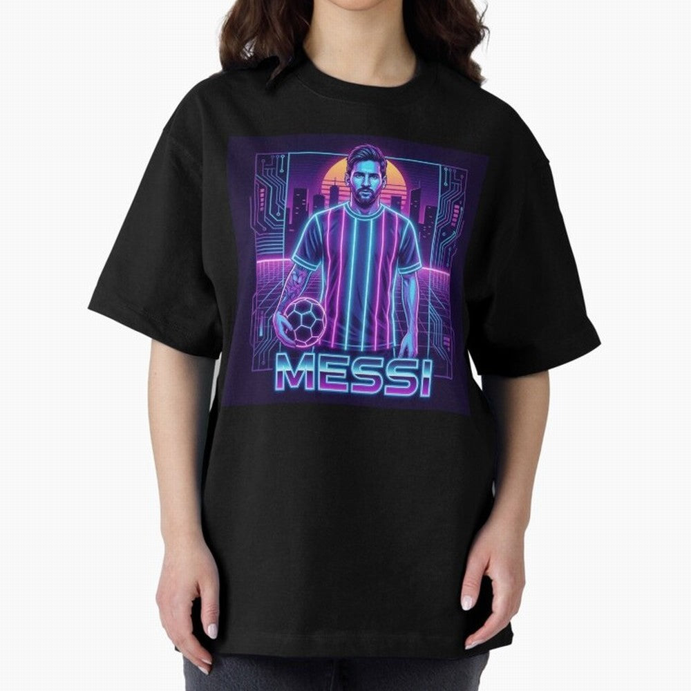?Argentina Football Legend Messi Cyberpunk Retro Futurist Design (Version 3) Classic T-Shirt Feel International Energy from FIFA World Cup 2026 USA Canada Mexico for Fans of Cristiano Ronaldo, Haaland and CR7 and Netherlands, Bringing Championship