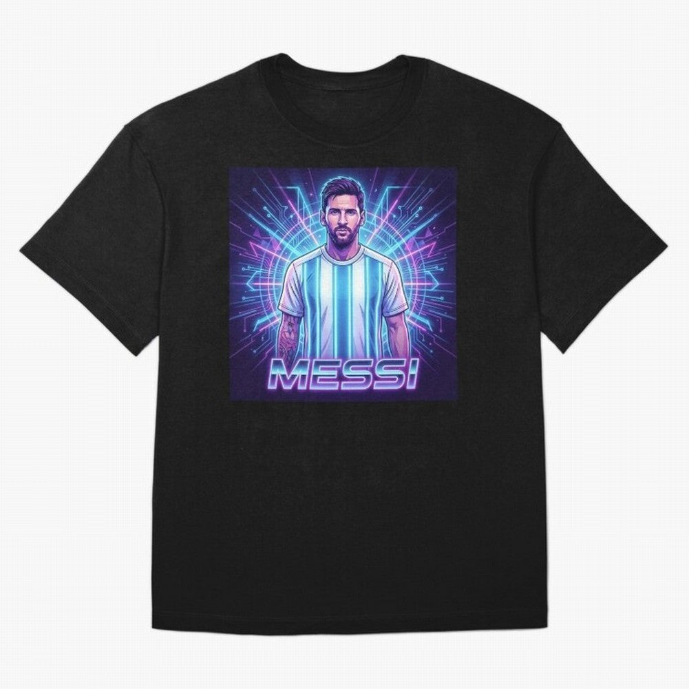 ?Argentina Football Legend Messi Cyberpunk Retro Futurist Design Classic T-Shirt Turn Every Weekend Toward Match Day Hype around FIFA World Cup 2026 Group Stage, Messi, Argentina, France and Brazil, Stadium Memories, Football Loyalty, International