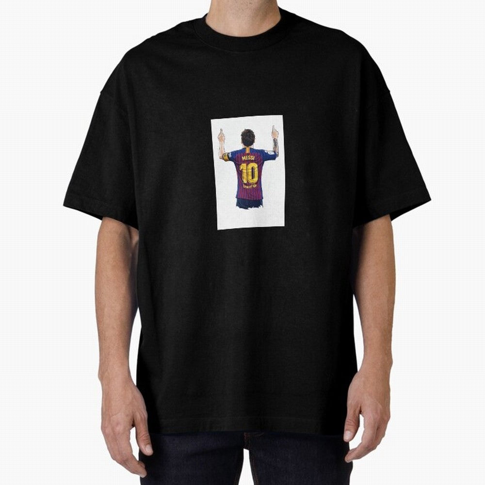 Lionel Messi Celebration Outline Barcelona FC Oversized T-Shirt Celebrate National Team Dreams in FIFA World Cup 2026 USA Canada Mexico Spirit, Featuring England, Messi, Championship Spirit, Famous Goals, Roaring Crowds and International Football