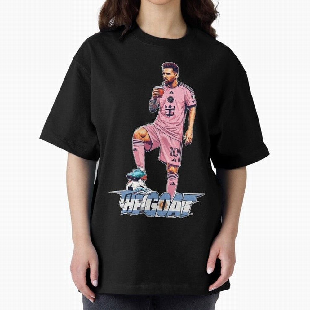 Messi Illustrated Style Drinking Mate ¨C Design by The Goat - Inter Miami Classic T-Shirt Carry Global Football Passion for FIFA World Cup 2026, Built around CR7, Spain and Netherlands, Worldwide Fan Energy, Dramatic Goals, Stadium Lights and