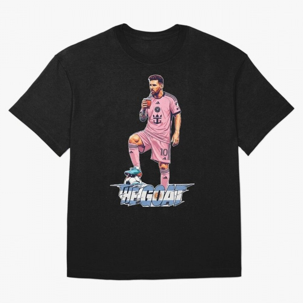 Messi Illustrated Style Drinking Mate ¨C Design by The Goat - Inter Miami Classic T-Shirt Carry Global Football Passion for FIFA World Cup 2026, Built around CR7, Spain and Netherlands, Worldwide Fan Energy, Dramatic Goals, Stadium Lights and