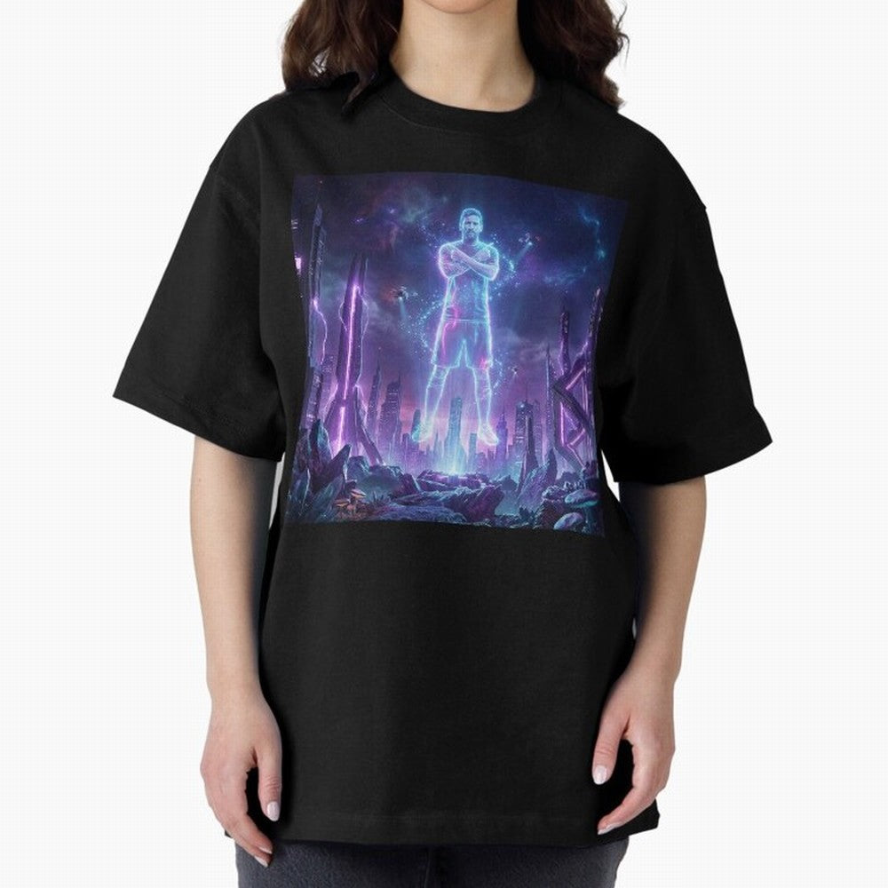 Lionel Messi (GOAT) Hologram in Futuristic Cyberpunk City Classic T-Shirt Refresh FIFA World Cup 2026 USA Canada Mexico Made for Neymar, Argentina, France and Brazil Energy, Classic Soccer Heritage, Championship Pressure, Fan Loyalty and