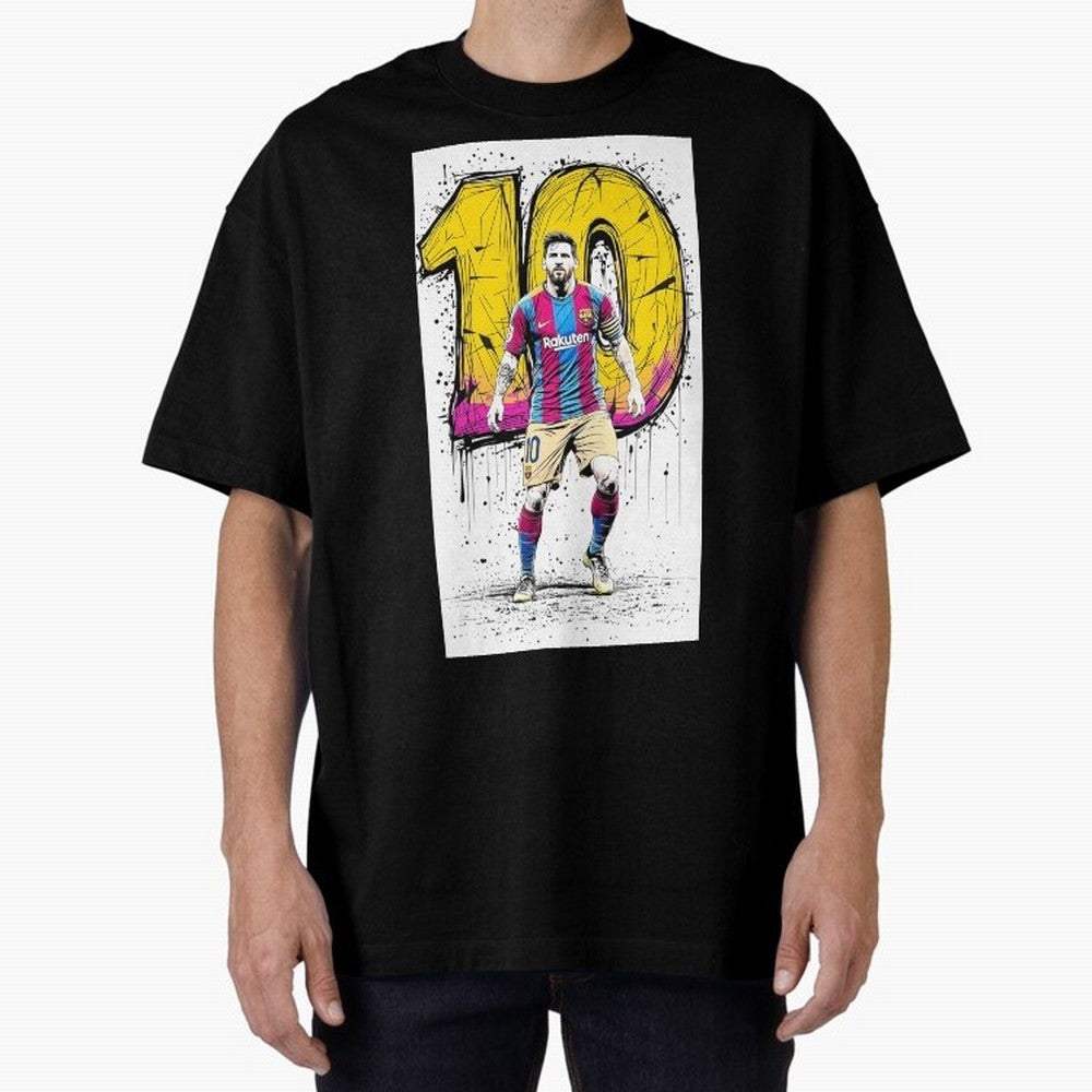 Lionel Messi Barcelona 10 Fan Art Oversized T-Shirt Follow Match Day Hype around FIFA World Cup 2026 USA Canada Mexico, Haaland, France and Portugal, Championship Spirit, Famous Goals, Roaring Crowds and International Football Unity; Made for