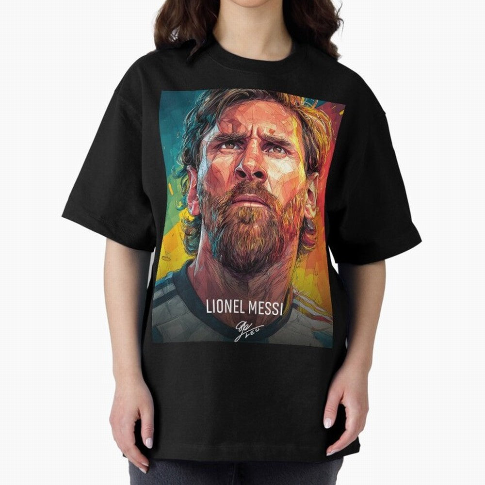 Lionel Messi Football Soccer Player Colorful Modern Portrait Classic T-Shirt Show Fan Pride Across FIFA World Cup 2026 USA Canada Mexico Celebrating Messi, Neymar and Mbappe, Argentina, France and Brazil Energy, Football Passion, Legendary