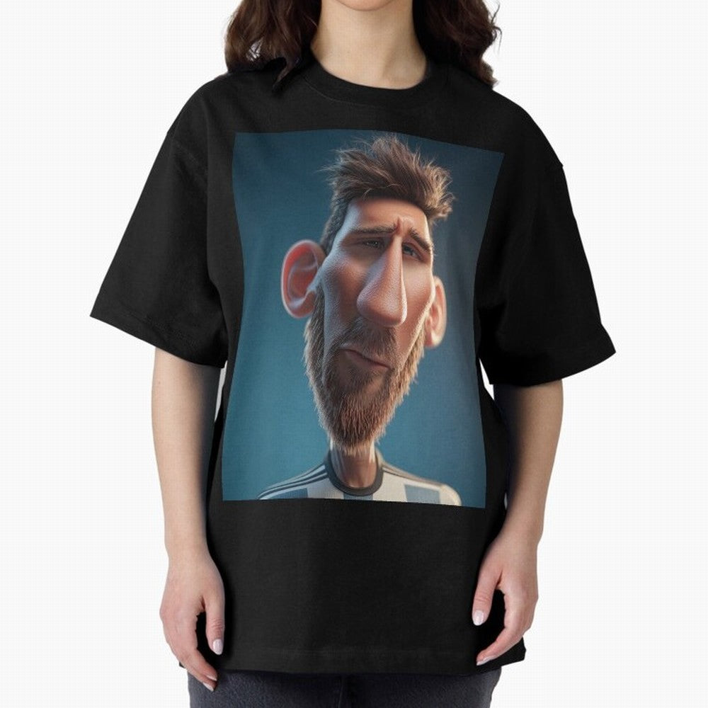 Lionel Messi Funny Soccer Cartoon Football Star Oversized T-Shirt Celebrate Classic Football Spirit in FIFA World Cup 2026 Group Stage Spirit, Featuring England, Haaland, Tournament Hype, Historic Matchups, Family Viewing Parties and Global Sports