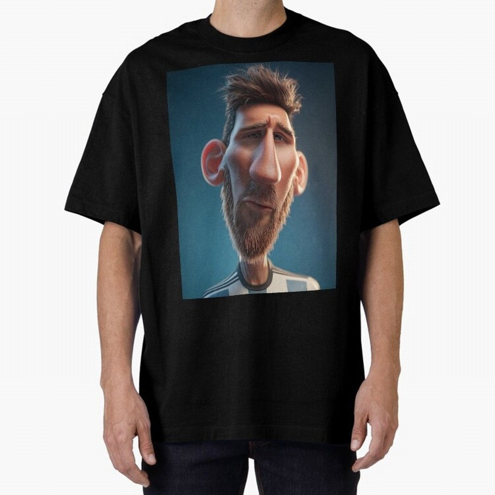Lionel Messi Funny Soccer Cartoon Football Star Oversized T-Shirt Celebrate Classic Football Spirit in FIFA World Cup 2026 Group Stage Spirit, Featuring England, Haaland, Tournament Hype, Historic Matchups, Family Viewing Parties and Global Sports