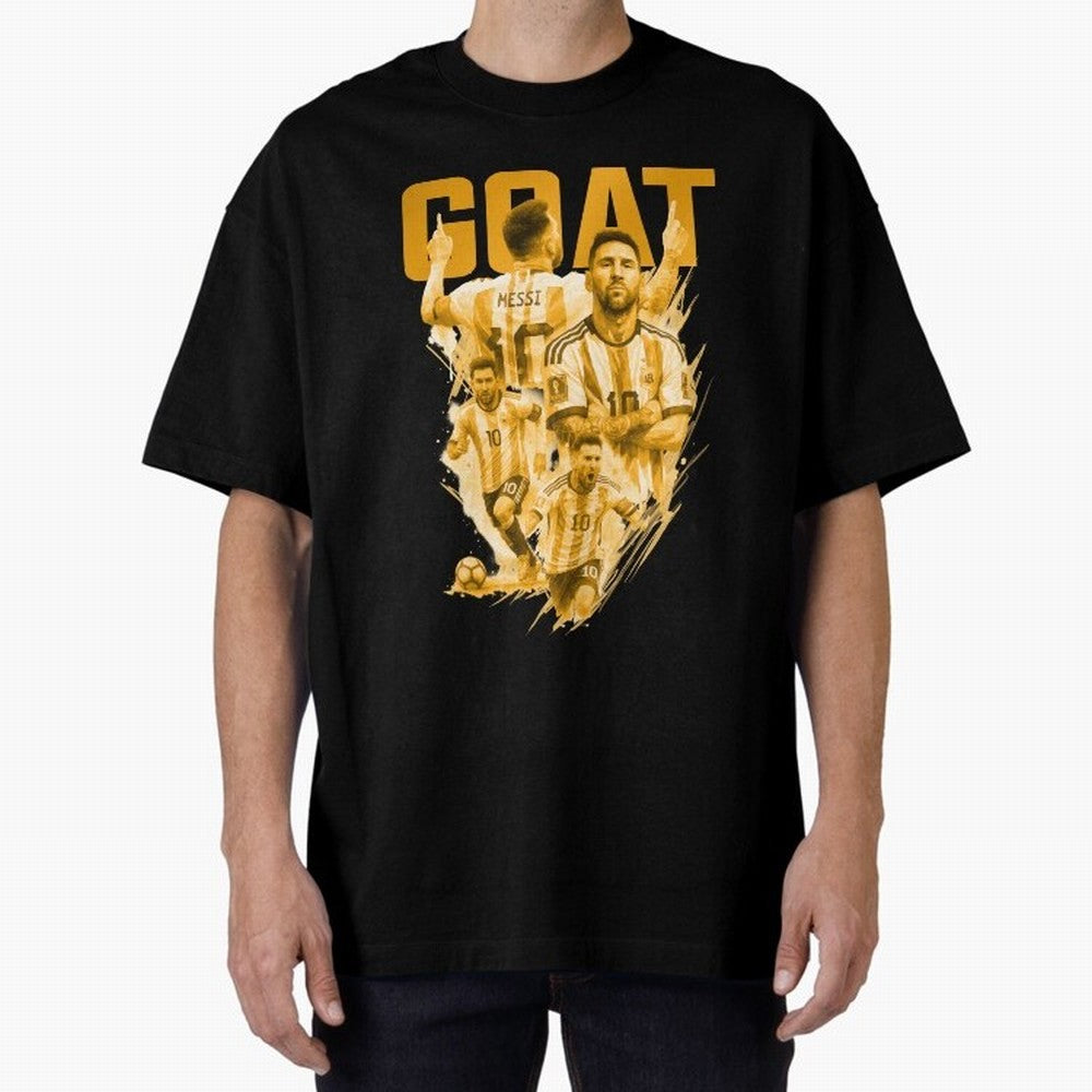 GOLD GOAT Lionel Messi watercolor illustration Oversized T-Shirt Show Fan Pride Across FIFA World Cup 2026 USA Canada Mexico Driven by Neymar, Portugal, Spain and Germany Energy, Stadium Chants, National Pride, Trophy Dreams and Unforgettable