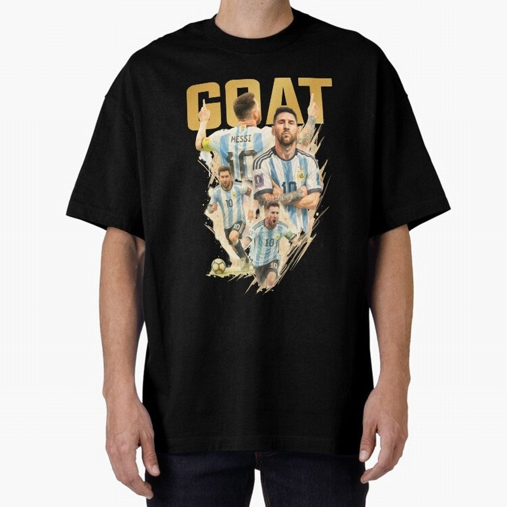 GOAT Lionel Messi watercolor illustration Oversized T-Shirt Refresh Global Football Passion for FIFA World Cup 2026 Group Stage, Centered on CR7, Argentina, Game Day Rituals, Football Legends, Country Pride and the Road to the Final; Built for