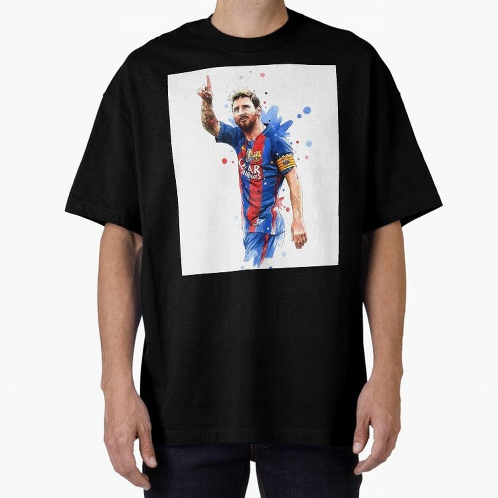 Lionel Messi Barcelona football legend Oversized T-Shirt Show Love for Legendary Goals in Global Football Passion for FIFA World Cup 2026 USA Canada Mexico, Centered on CR7, France, Vintage Soccer Flavor, Modern Football Stars, National Flags and