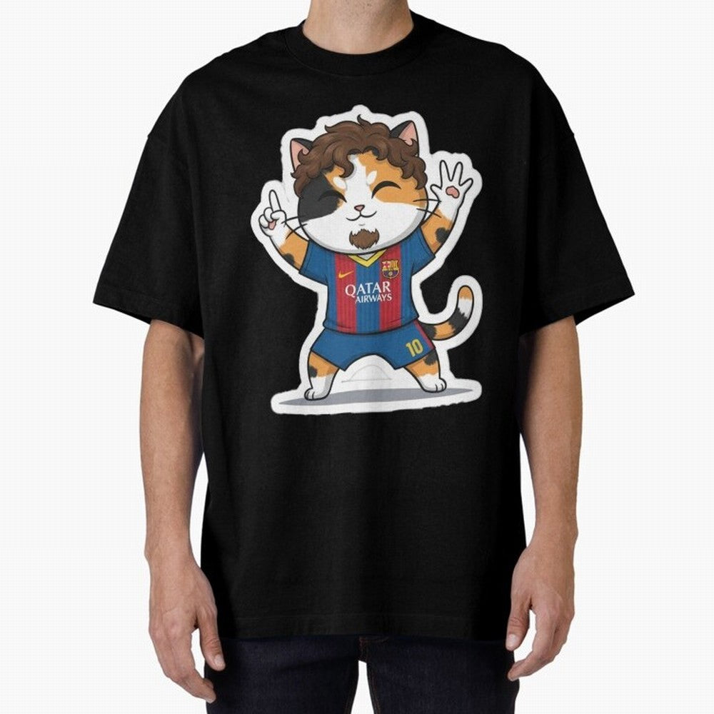 Fcb - Fc Barcelona | Cute Cat Messi with Jersey Barcelona Classic T-Shirt Experience Global Football Passion for FIFA World Cup 2026, Centered on Neymar, Haaland and Cristiano Ronaldo, Brazil, Portugal and Argentina, Sports Nostalgia, International