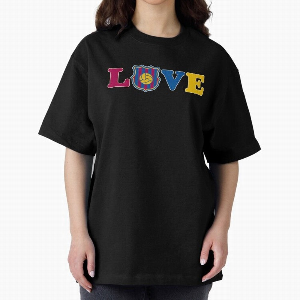 Love Barcelona Oversized T-Shirt Celebrate the Next Chapter of FIFA World Cup 2026 USA Canada Mexico Inspired by Messi, Neymar and Mbappe, Argentina, France and Brazil Energy, Sports Nostalgia, International Competition, Famous Players and