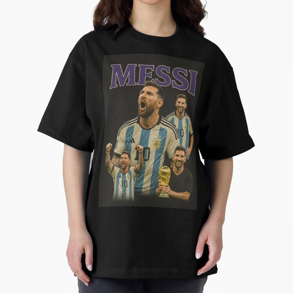 Lionel Messi Retro T-Shirt | 90s Football GOAT Collage Tee Boxy T-Shirt Represent FIFA World Cup 2026 USA Canada Mexico Featuring Messi, Portugal Energy, Retro Football Energy, Iconic Rivalries, Trophy Chase Drama and Stadium Atmosphere; Perfect