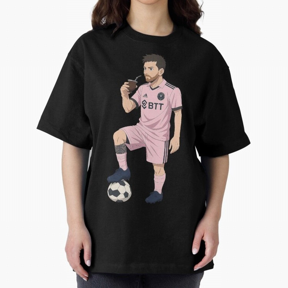 Lionel Messi Anime Style Drinking Mate - The Goat Inter Miami Classic T-Shirt Bring Supporter Culture to FIFA World Cup 2026 Spirit, Celebrating England, France and Netherlands, Mbappe and Neymar, Match Day Excitement, Supporter Culture, Golden