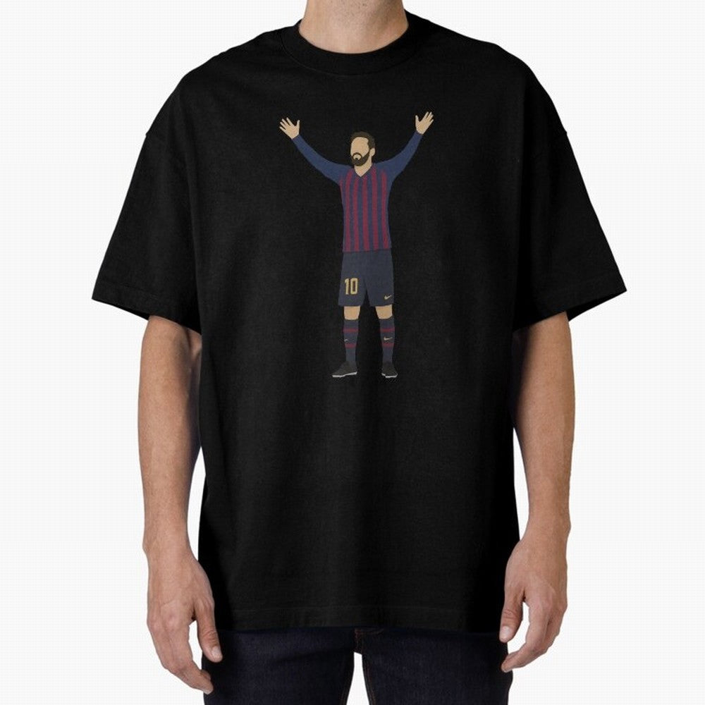Leo Messi Celebration Sticker Oversized T-Shirt Celebrate Every Goal in the FIFA World Cup 2026 Group Stage Journey through Cristiano Ronaldo Highlights, Argentina Pride, Championship Spirit, Famous Goals, Roaring Crowds and International Football