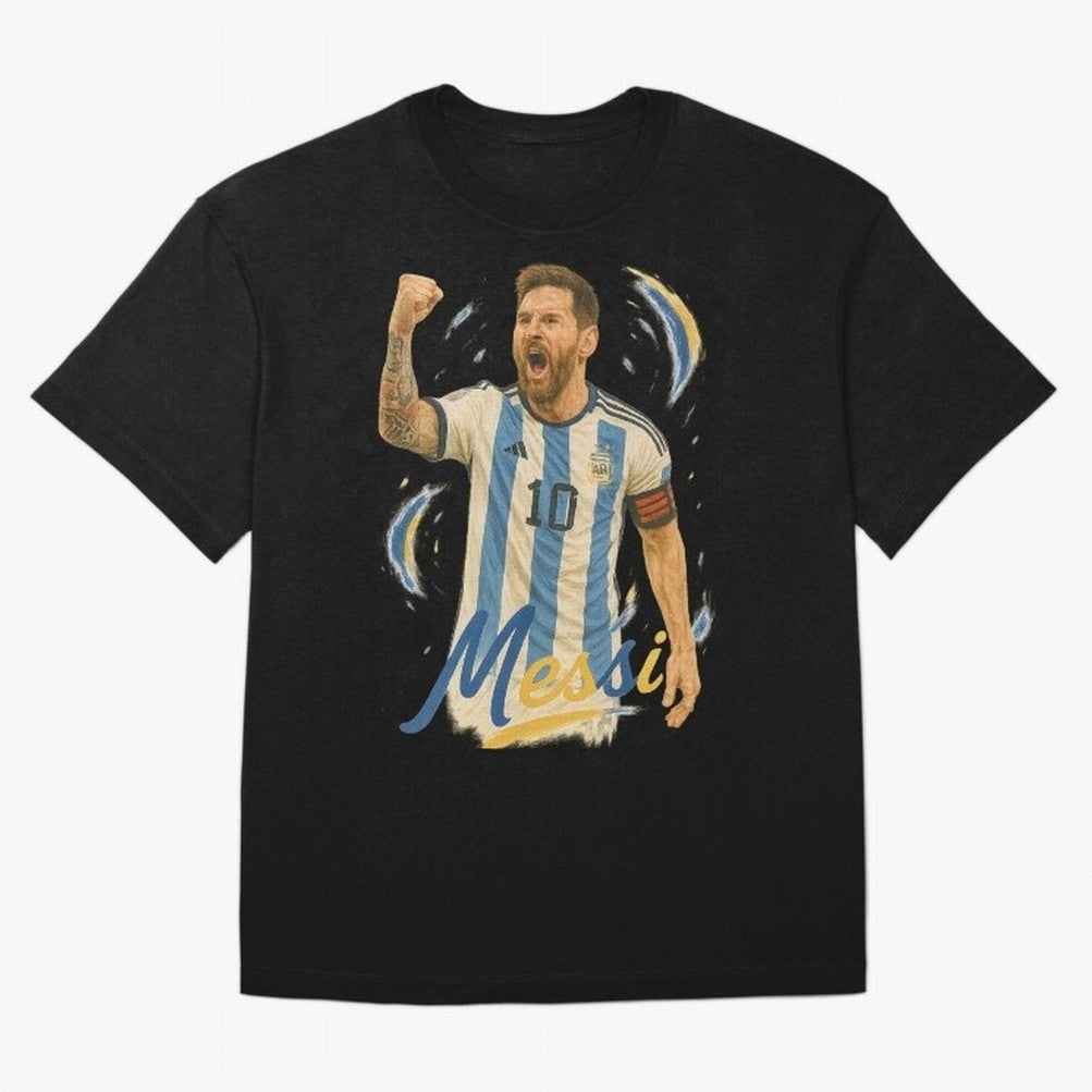 Lionel Messi Argentina Art ¨C Iconic World Cup Champion Tribute Design	 Oversized T-Shirt Show Love for Legendary Goals in FIFA World Cup 2026 Inspired by Messi, Neymar and Mbappe, England, France and Netherlands Energy, Fan Favorite Moments,