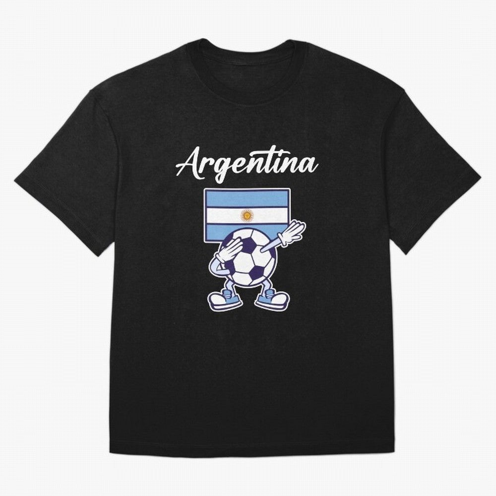 ARGENTINA - Dabbing Football Soccer Ball - ARGENTINA Oversized T-Shirt Show Your Love for Global Football Passion for FIFA World Cup 2026, Made for Haaland and Mbappe, Argentina and Brazil, Tournament Hype, Historic Matchups, Family Viewing Parties