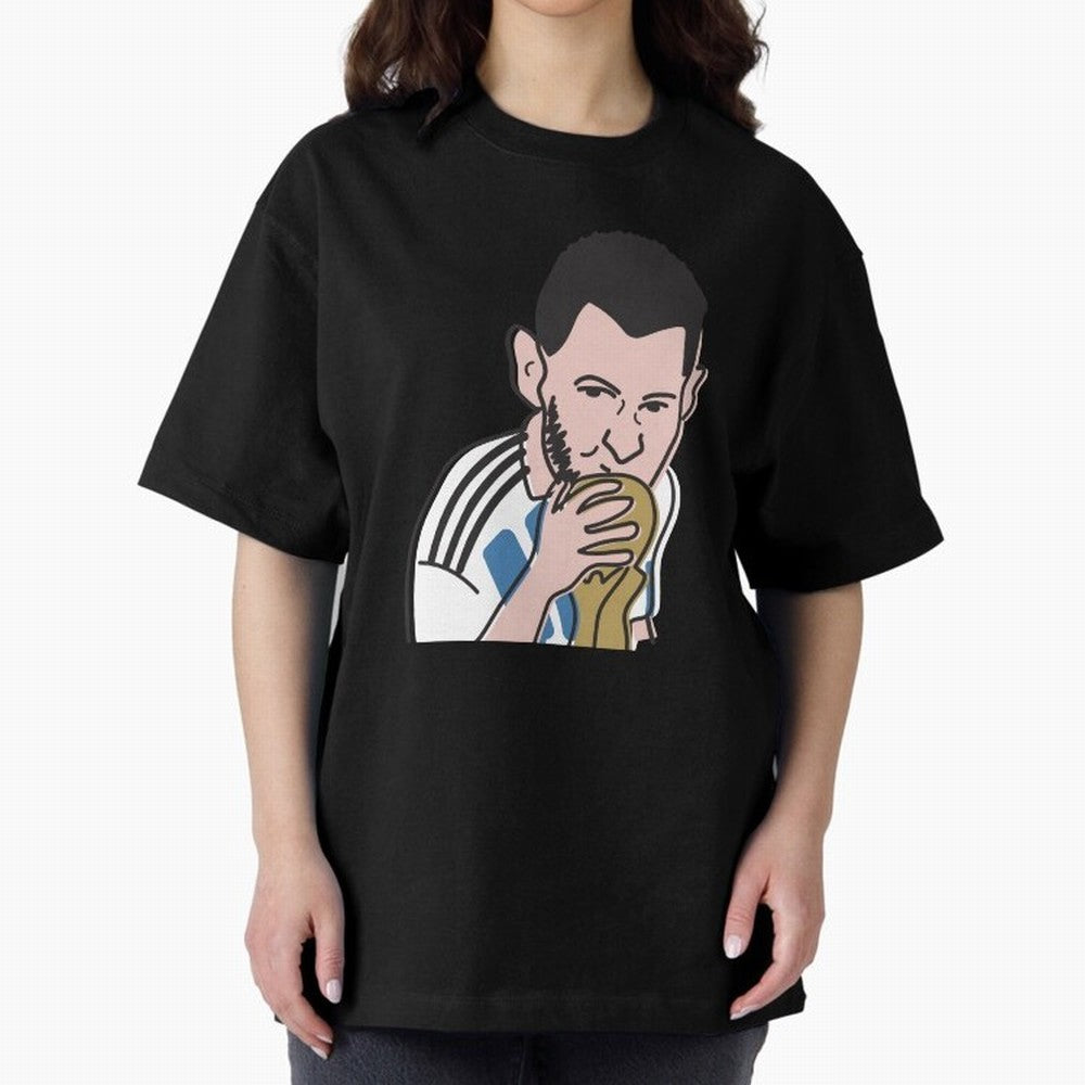 Lionel Messi in Weirdtual Reality Oversized T-Shirt Discover Global Football Passion for FIFA World Cup 2026 Group Stage, Connected to Messi, Neymar and Mbappe, Brazil, Portugal and Argentina, Tournament Hype, Historic Matchups, Family Viewing