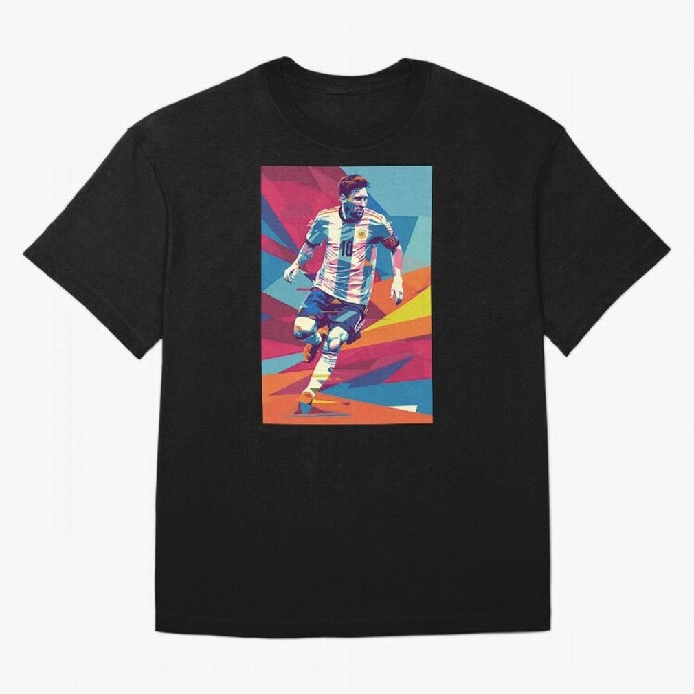 Messi in action Graphic poster design Premium T-Shirt Celebrate Football Dreams Across FIFA World Cup 2026 Group Stage for Fans of Cristiano Ronaldo and England, Bringing Football History, Final Match Energy, Crowd Noise and Once in a Lifetime