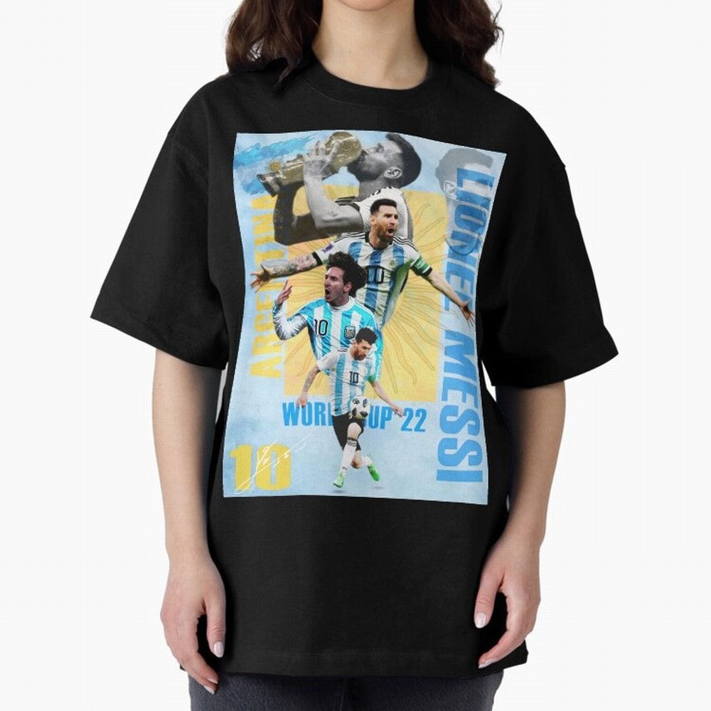 Lionel Messi Argentina World Cup Victory Poster - 2022 Soccer Champion Wall Art Premium T-Shirt Join the Global Buzz around FIFA World Cup 2026 Connected to Mbappe, France Energy, Supporter Pride, Iconic Celebrations, Legendary Names and Global