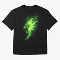 Neon Green Flame Lion ¨C Glowing Fire Roar Beast Graphic | Dark Aesthetic Streetwear Design Graphic T-Shirt Bring the FIFA World Cup 2026 USA Canada Mexico Journey through CR7 and Messi Highlights, Netherlands Pride, Game Day Rituals, Football