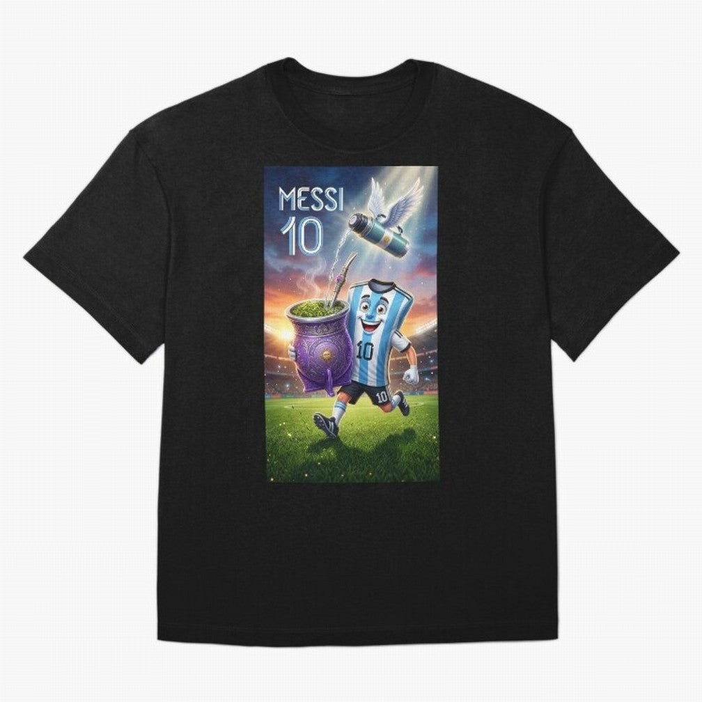 Messi 10 & Mate Magic ¨C The Soul of Argentine Football - Argentina Football Mate Mascot - Messi 10 Soccer Fan Art Oversized T-Shirt Represent Football Lovers during Global Football Passion for FIFA World Cup 2026 Group Stage, Filled with Haaland,