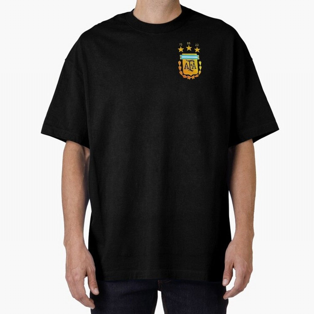 AFA ARGENTINA CHAMPION QATAR 2022 3 STARS Oversized T-Shirt Fuel Your Fan Pride for Global Football Passion for FIFA World Cup 2026 USA Canada Mexico, Capturing Haaland and Mbappe, England, Vintage Soccer Flavor, Modern Football Stars, National